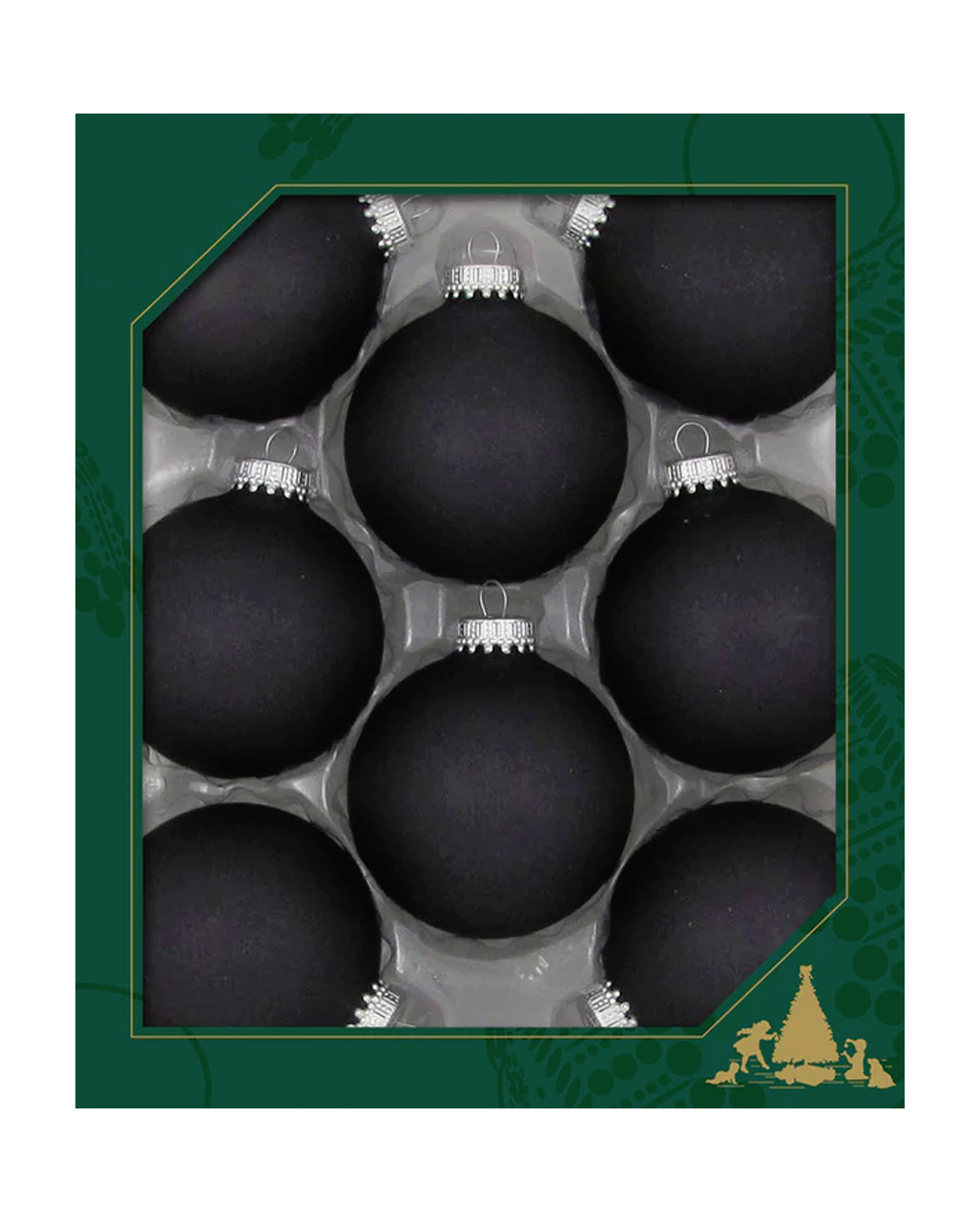 Matte Black Gothic Christmas Balls Ø6,5cm 8 Pieces ★