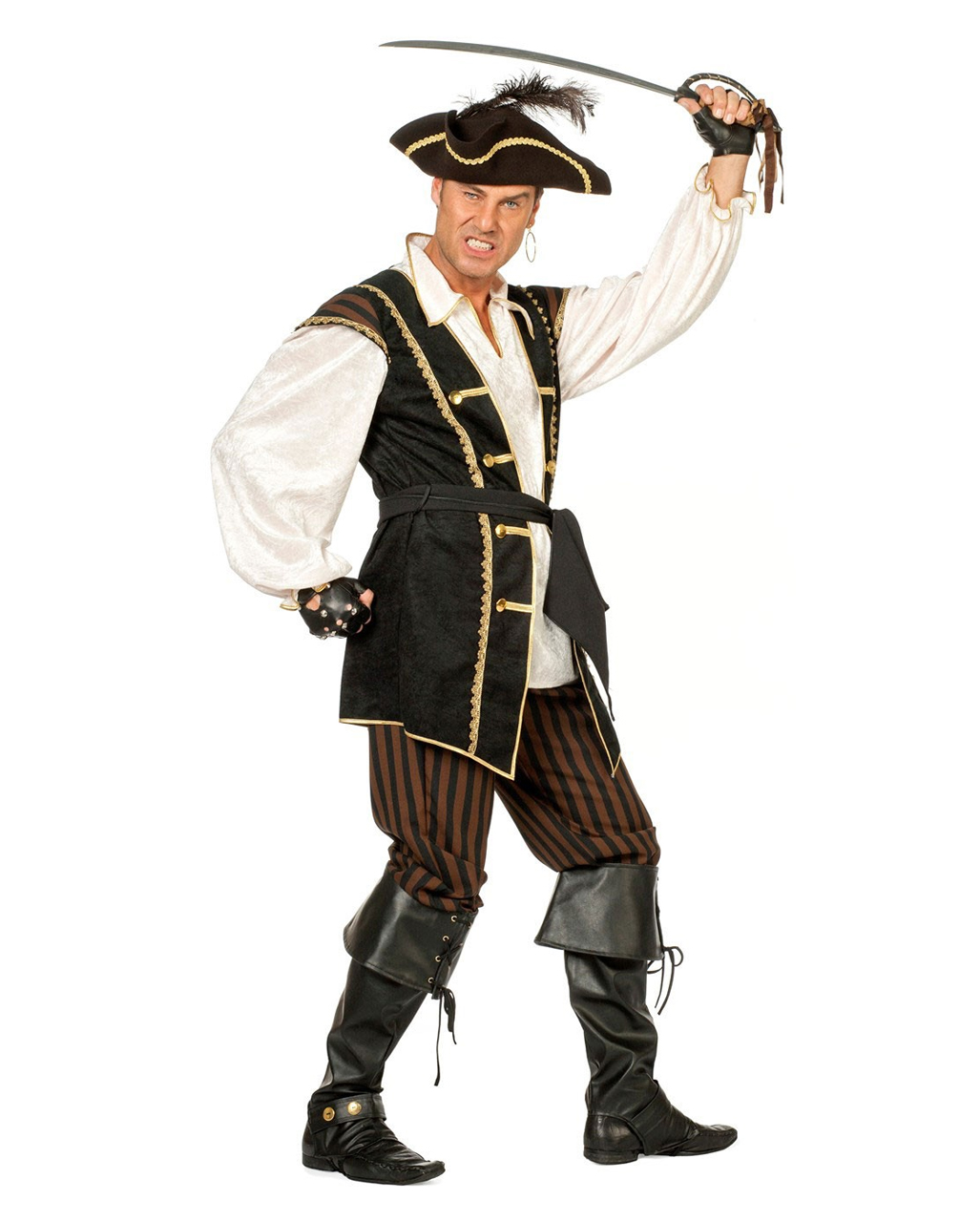 Herren Kostüm Piratenhemd Pirat beige Karneval Fasching Smi 