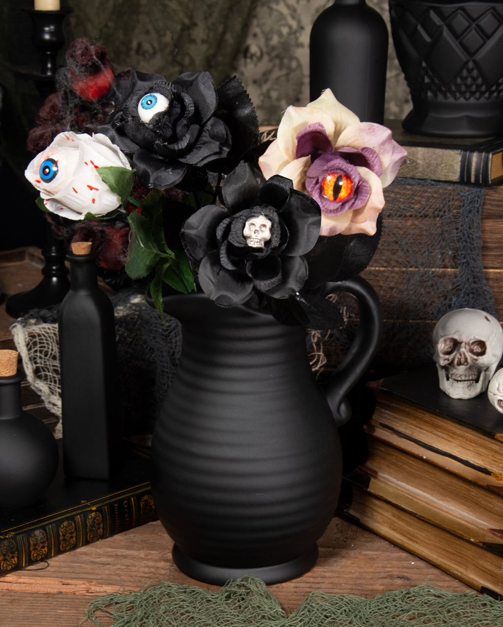 Produktbild von Totenkopf-Tropfflasche 120 Ml – Schwarz, Mattiert, Nachfüllbar – Mit Pipette – Für Cocktail-Essenzen, Bitter & Liköre