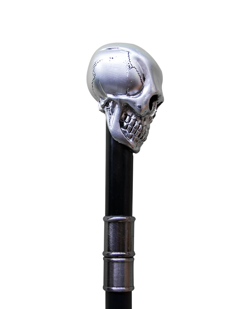 Gehstock mit silbernem Totenkopf Kostümzubehör | Horror-Shop.com