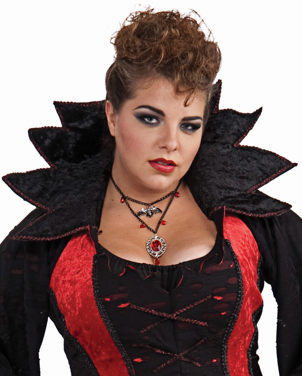 Gothic Perücke Vampir Lady Schwarz-Weiß Kostüm-Zubehör Damenperücke Vampirin 