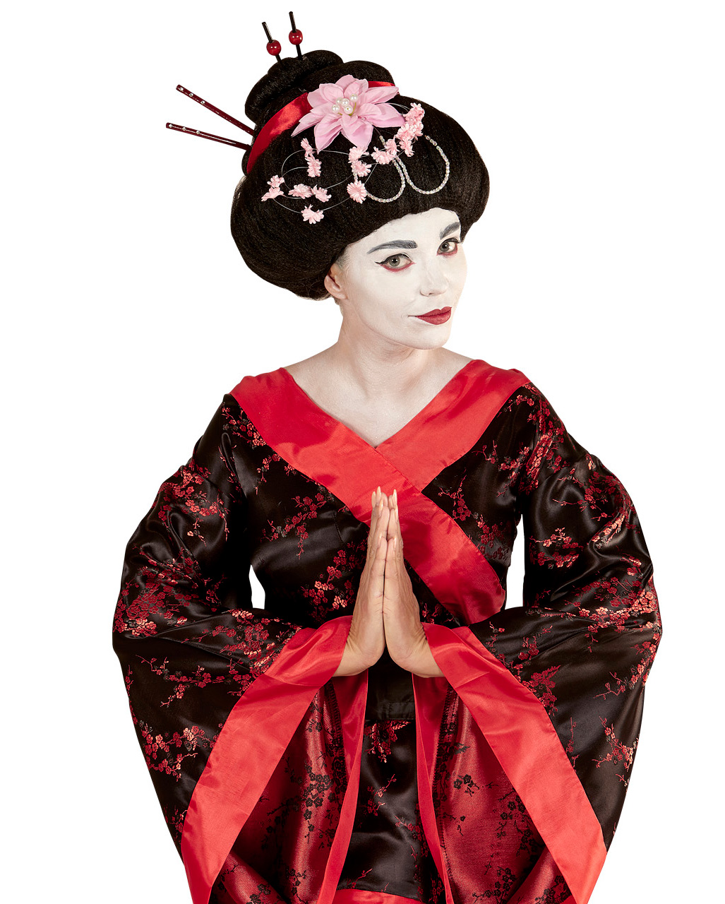 Damen Perücke Geisha Geiko Japanerin Onesize schwarz Fasching Karneval #1509 