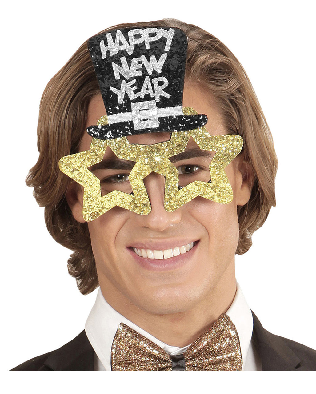 PC-Kunststoff Brille Happy New Year Partybrille Mit Glitzer – Lustiges Accessoire Für Silvester & Co
