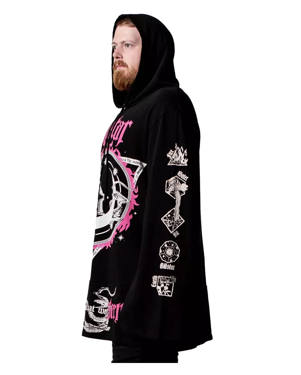 KillStar Carpe Noctem Witchy Goth Graphic Open Hooded Long store Sweatshirt