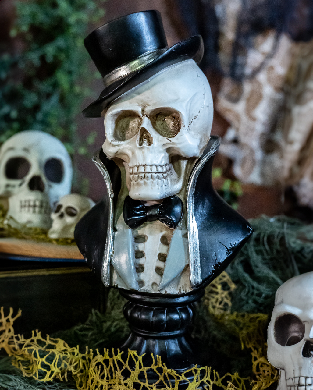 Halloween Skeleton Bust Dapper Fedora Hat deals Skeleton