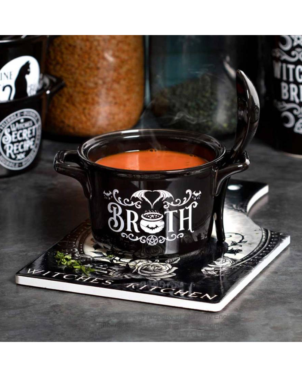 Suppentopf Set mit Löffel Bat Broth ★ Gothic Homeware | Horror-Shop.com