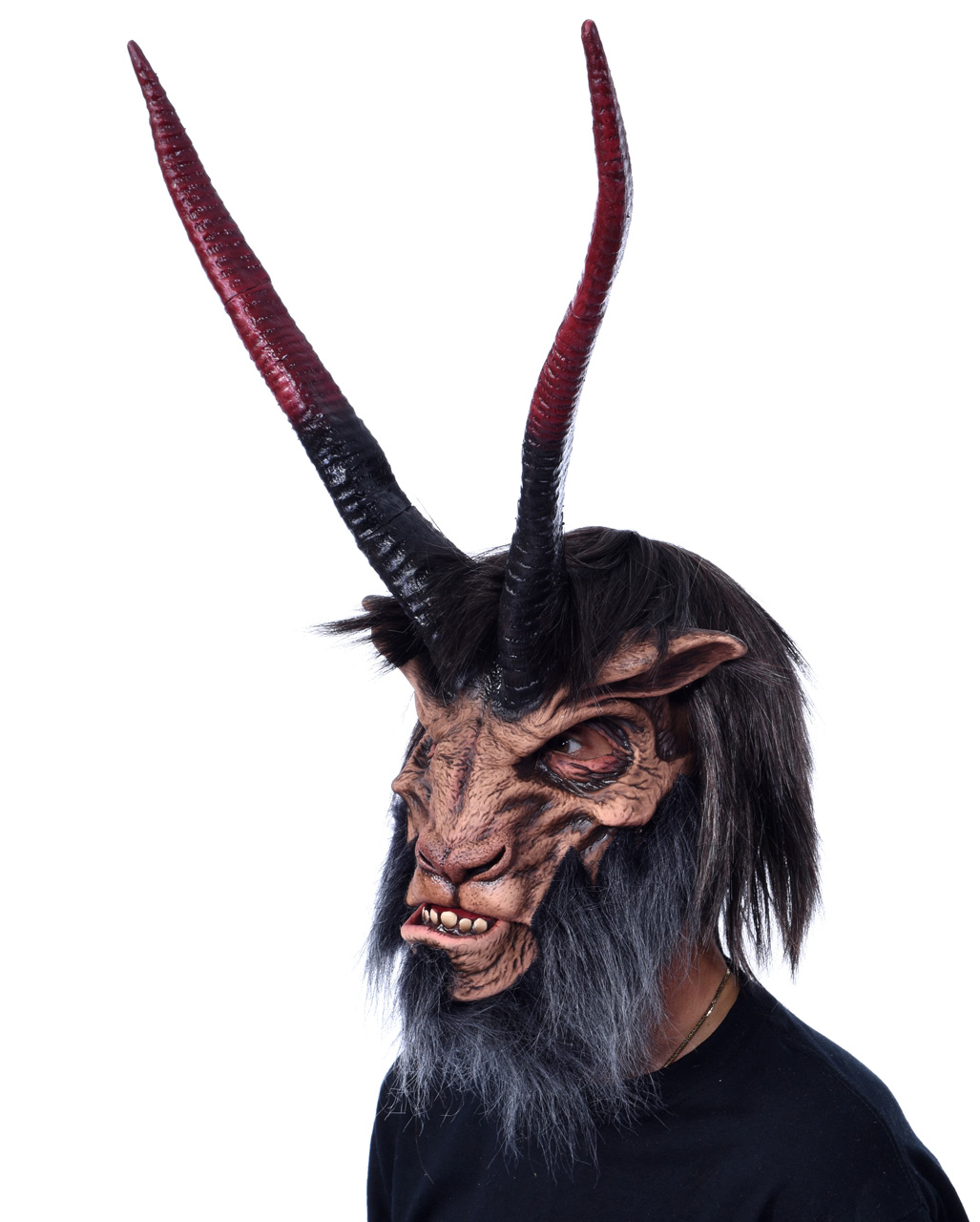 Horned Krampus Mask With Artificial Fur As Fabulous Horror Shop Com