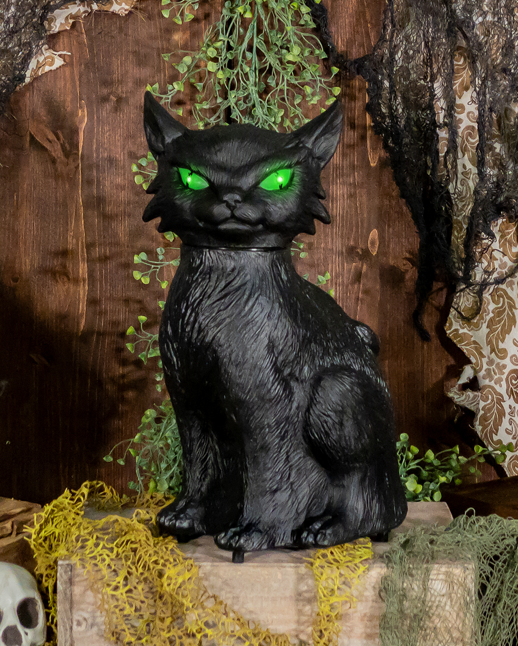 Bewitched Black Cat With Movement, Light & Sound 34cm