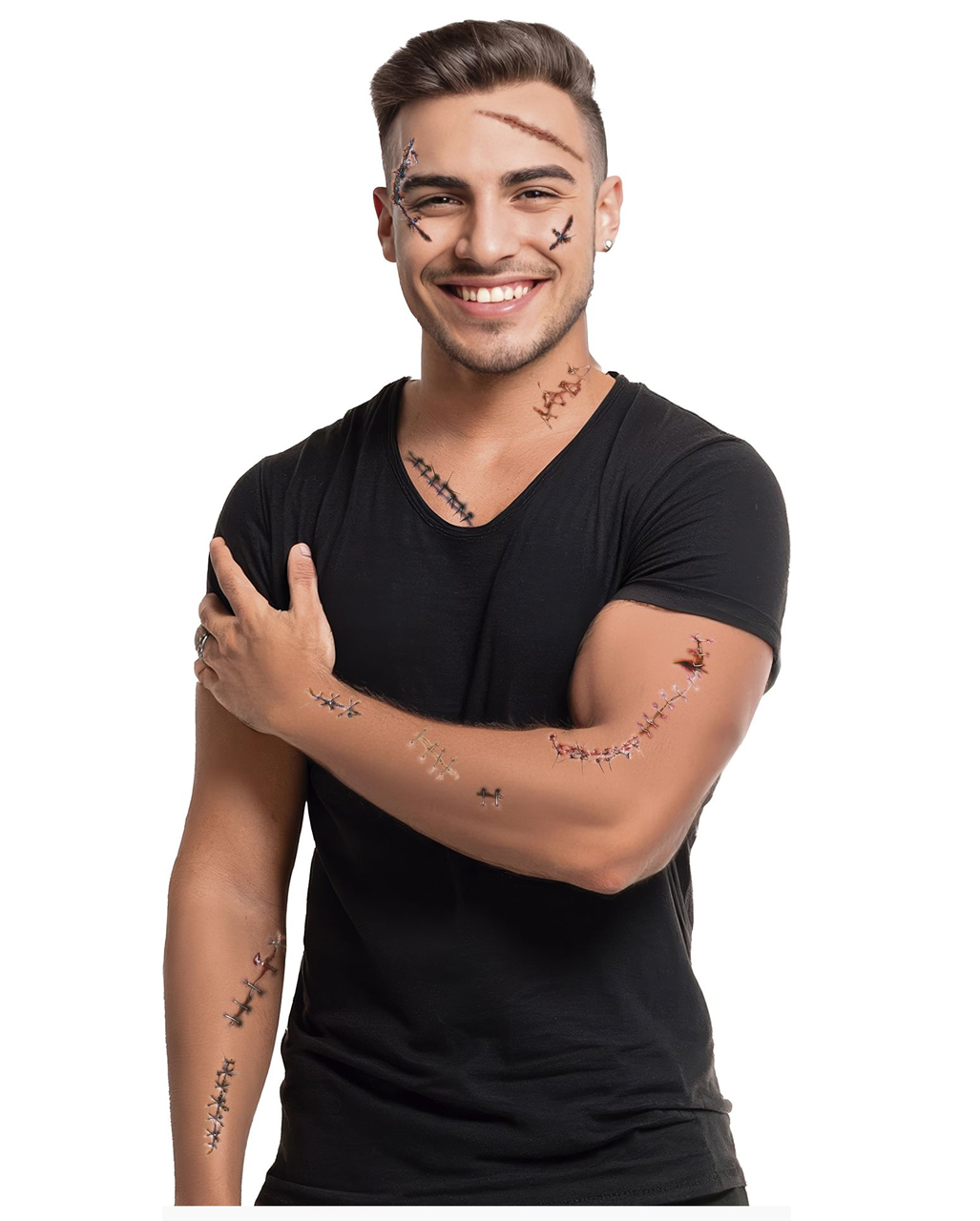 30 Halloween Make-up Aufkleber - Realistische Narben & Wunden