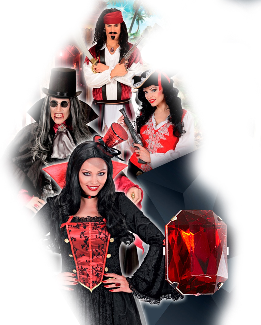 Costume Ring With Red Gemstone for Halloween & Carnival