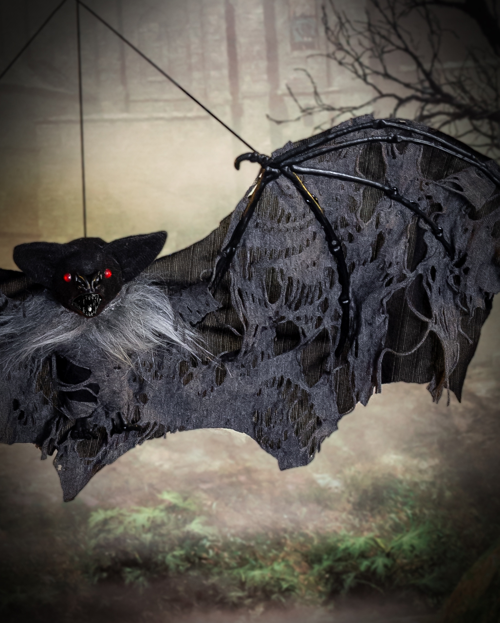 Schwarze Vampir Fledermaus mit Fetzenflügel 60cm Halloween Deko ...